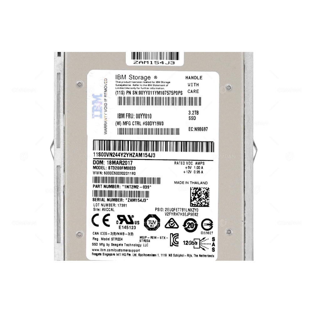 00YY010 IBM 3.2TB 12G SAS 2.5 SFF HOT SWAP SSD 1NT2M2-039, ST3200FM0033